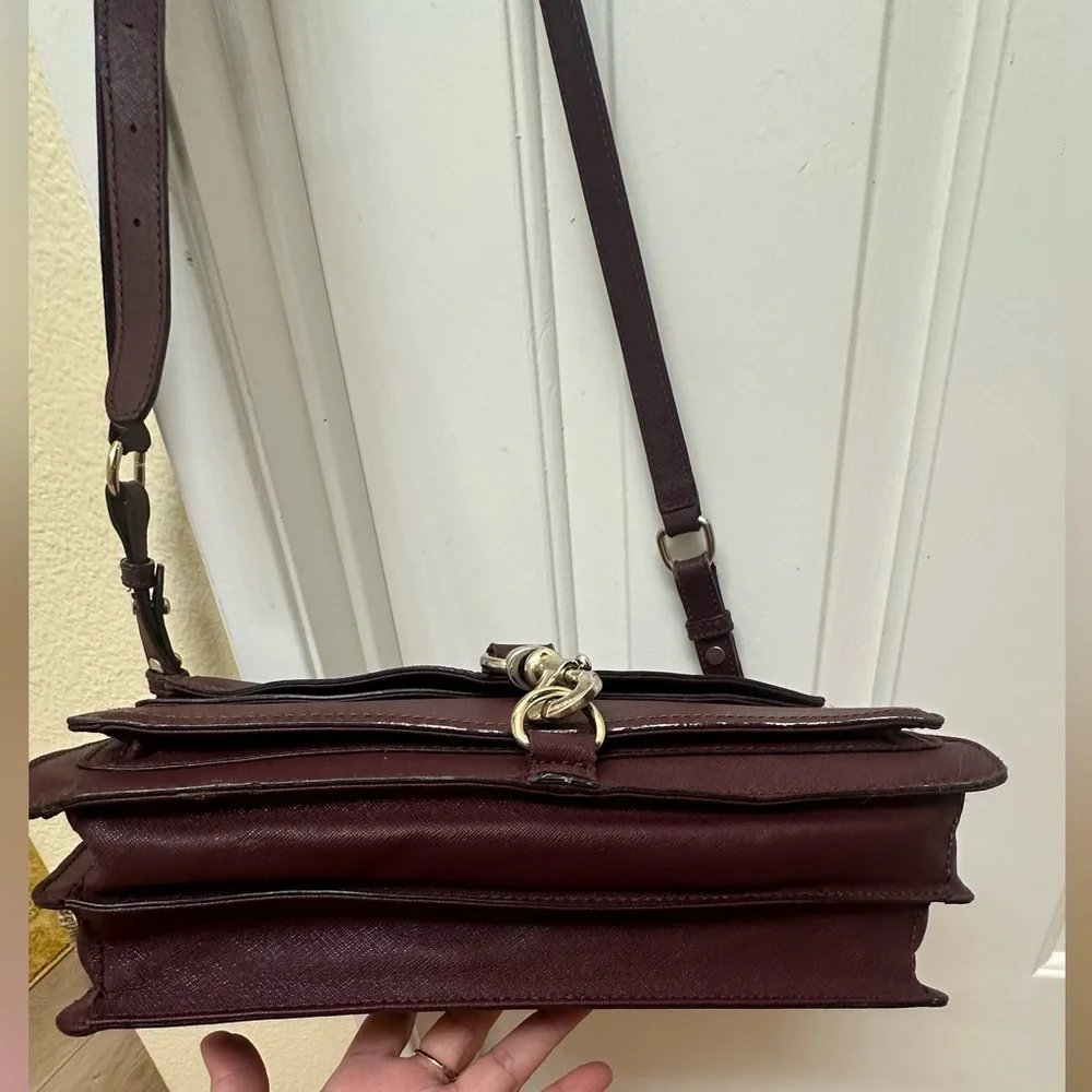 Rebecca Minkoff Hudson Moto Burgundy Leather Crossbody Bag